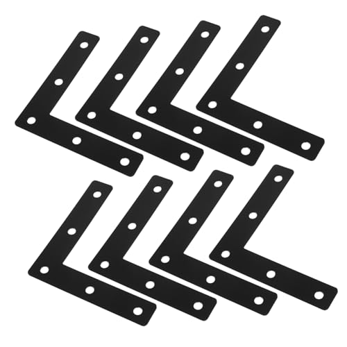 NULYLU 8個 黒色字型コーナーブラケット 木製家具用耐久属固定具 直角棚受け具 キャビネット テーブル 椅子の補強に