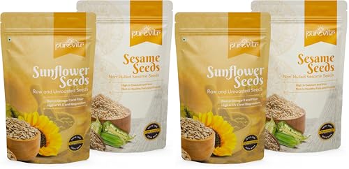 Image of Purevitr Sunflower Seeds & Non-Hulled Sesame Seeds Combo | 400g (200g Each) | Nutrient-Rich Superfood | High in Protein, Fiber & Healthy Fats | Raw & Natural (Pack of 2)
