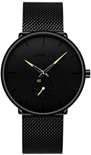 Mens Watches Ultra-Thin Minimalist Waterproof - Fashion Wrist Watch for Men Unisex Dress with Stainless Steel Mesh Band