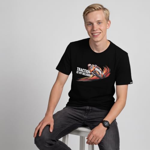 Image of Men's Round Neck Graphic Printed T-Shirt, Red | Premium Cotton Casual Riding Tee | Comfortable Regular Fit Crew Neck for Bikers & Everyday Wear