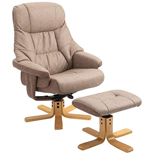 HOMCOM Fauteuil Relax 135° avec Repose-Pieds pivotant à 360° revêtement en Microfibre Pieds en...