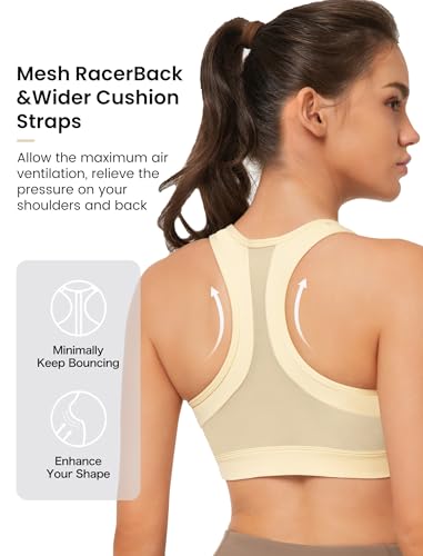 Image of Yvette Zip Front Sports Bra - High Impact Sports Bras for Women Plus Size Workout Fitness Running