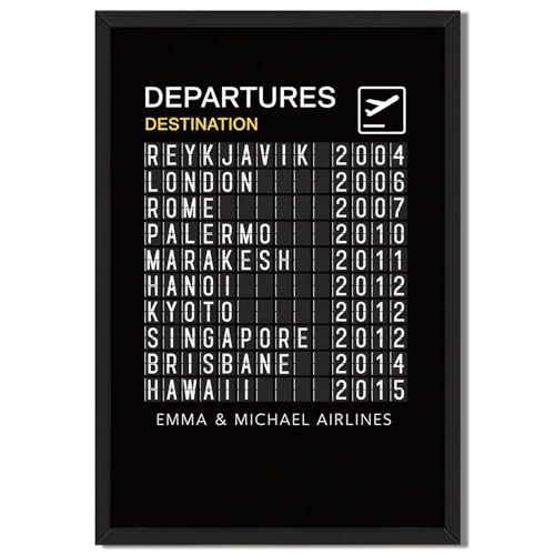 Vintage Airport Departures Board Canvas Wall Art Travel Poster Print,