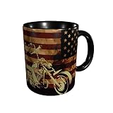 ULQUIEOR Fanastic American Flag Motorcycle Skull Cool Coffee Mugs for Boys Men 12 Ounces Tea Cocoa C
