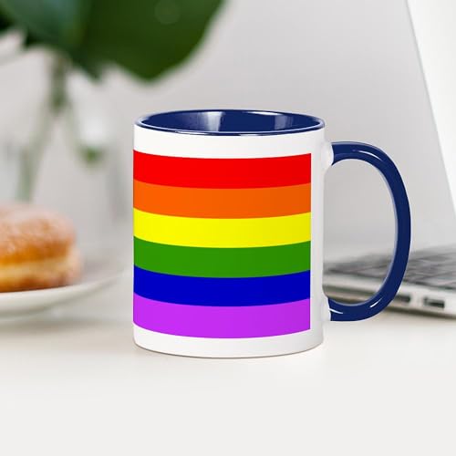 Taza de cerámica CafePress con bandera Rainbow Pride 11 oz miniatura 4