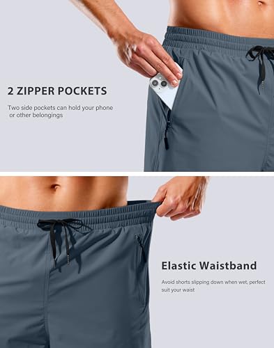 Image of G Gradual Mens Swim Trunks with Compression Liner 7 inch /9'' Quick Dry Board Shorts Swimsuit Bathing Suit for Men Zipper Pockets