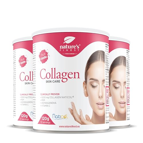 Nature's Finest Colágeno SkinCare con Naticol®, MSM, Ashwagandha y Vitamina C, Colageno marino hidrolizado puro en polvo - Vitaminas para el cabello, piel y uñas
