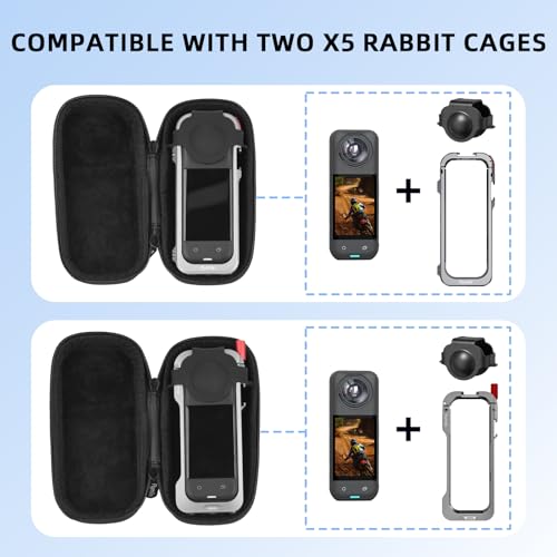 Image of BRDRC Portable Small Case for Insta360 X5 X4 (for Cage and Lens Cap), Carrying Storage Bag Protective Cover Hard Shell Travel Protector with Wrist Strap Carabiner for Insta 360 X5 X4 Accessories
