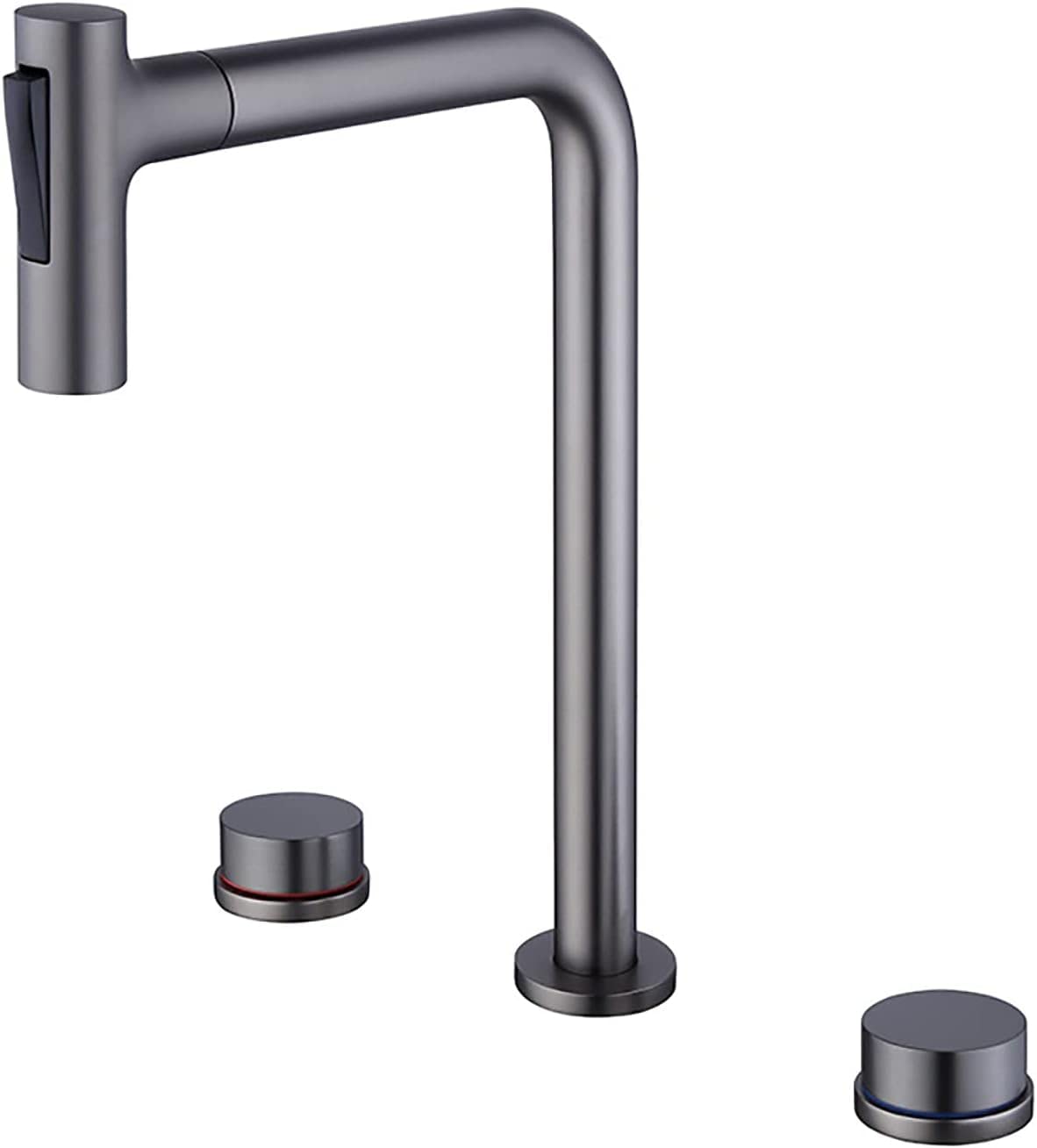 COSZWQDP Bathroom Sink Faucet with Pull Out Sprayer 360° Swivel Basin Mixer Tap Brass Vessel Deck