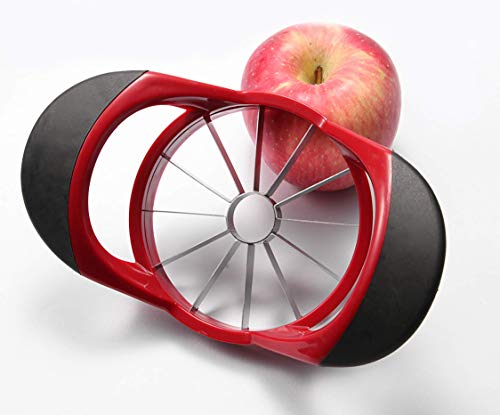 Hengke 12-Blade Apple Slicer Corer Cutter，Ultra Sharp Stainless Steel Blades & Ergonomic Plastic Handle，3 In 1 Apple Slicer Potato Slicer Cutter For French Fries And Mango Slicer Corer (Red) #TOP1