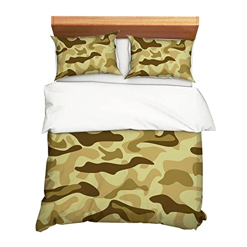 Housse de couette camouflage 135x200 jaune en microfibre ultra douce 3 pcs - 3