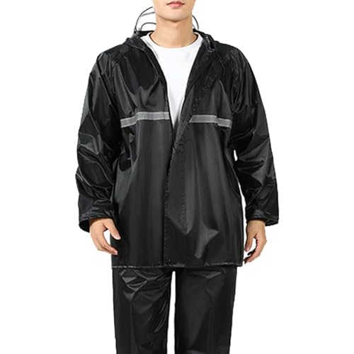 Teksome Combinaison de pluie pour moto, combinaison de pluie pour moto,Combinaison de pluie imperméable - Vêtements de pluie réfléchissants, veste de pluie à capuche et pantalon de pluie, équipement