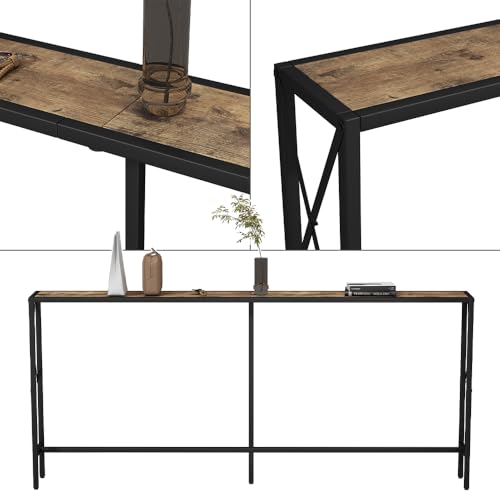 Vicco Konsolentisch Lima, Eiche rustikal, 174 x 77 cm, mit offenem Ablagefach zur Nutzung als Arbeits- oder Schminktisch