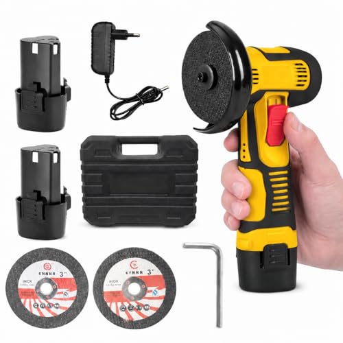 Image of Mini Angle Grinder Machine with 48V-2 Rechargeable Battery |19500 RPM With Abrasive Wheels for Cutting, Grinding & Polishing Metal, Marble & Stone Cutting with Spindle Lock and Toggle Switch.