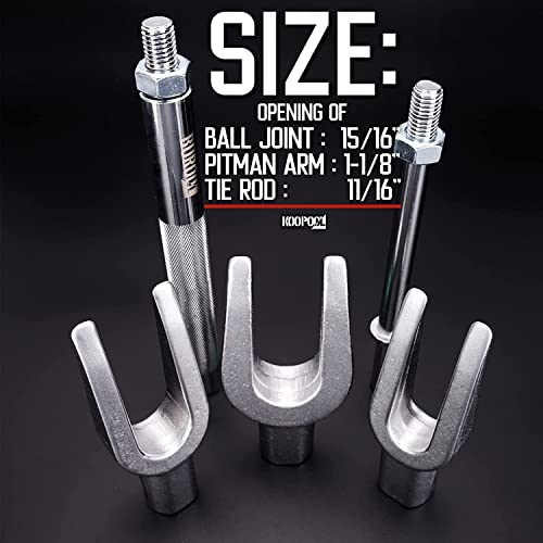 Koopool Separator Set 5-Piece, Pickle Fork Tool Set, Tie Rod & Pitman Arm Remover Tool Kit, With Size (1-1/8", 15/16", 11/16"), Used With Air And Conventional Hammer For Cars And Light Trucks #TOP6