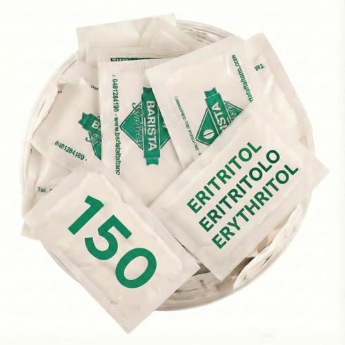 Barista Italiano - 150 Sobres de Eritritol | 150 Sobres x 4g | Edulcorante Natural | Sin Calorías | Sustituto del Azúcar | Ideal para dieta Keto
