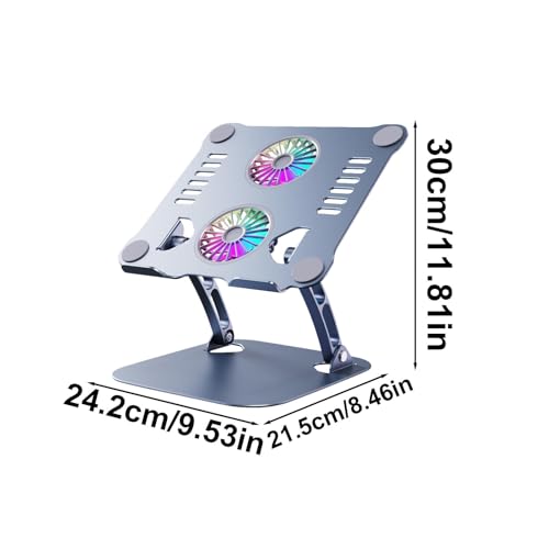 Soporte para Laptop con Ventiladores Ajustable en Altura, Ergonómico y Plegable, con Dos Ventiladores para Refrigeración, Soporte Elevado para Portátiles con Regulación de Altura para Escritorio, Hogar y Oficina miniatura 2
