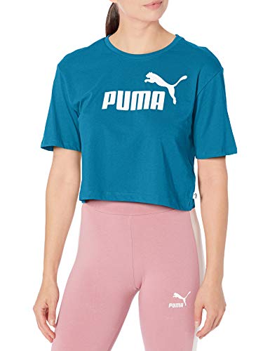 PUMA Womens Essentials-Cropped T-Shirts, Digi-Blue, L