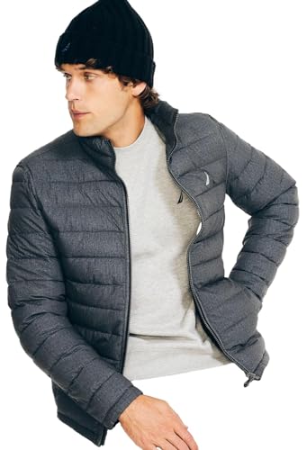 Image of Nautica Men's Reversible Quilted Puffer Jacket -Midweight Mechanical Stretch Winter Coat