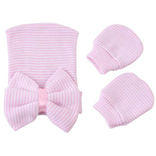 upeilxd Newborn Hospital Hat Infant Baby Hat Caps with Bow Soft Cute Nursery Beanie Hat