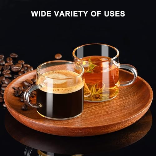 PARACITY Espresso Cups Set of 2, Espresso Shot Glass 4.3 OZ, Glass Expresso Shots Cup Small Coffee Cup with Handle, Espresso Accessories