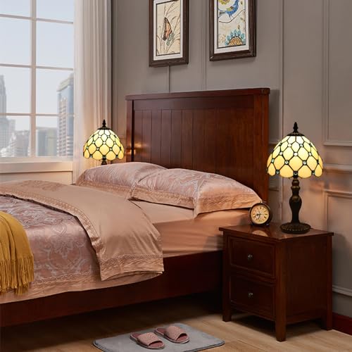 Fumat MLDGLS7ES/WW Tiffany Table Lamp For Bedroom Bedside Nightstand Living Room Table Lamps,3-Way Color Temperatures Led Stained Glass Side Small Table Lamps,8X8X14.5 Home Office Reading Desk Lights thumb #4