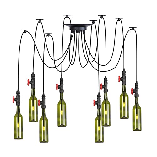 Lustre industriel vintage suspendu pour bar et salle à manger à 8 lumières