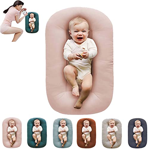 Image of oliwex Baby Lounger,Baby Lounger for Newborn,Newborn Lounger Pillow,Baby Lounger Pillow, 0-12 Months Baby Pillow Cosleeping for Baby in Bed (Light Pink)