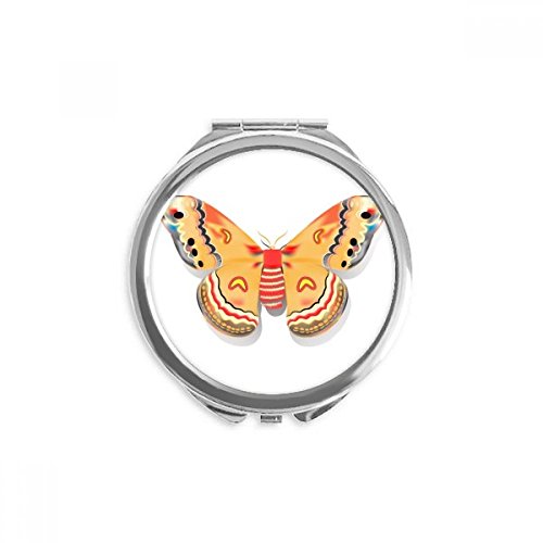 Miroir rond de poche papillon orange maquillage portable de 2,6 pouces