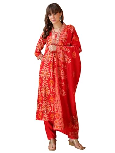 Image of NIVANA Embroidered & Printed Kurta with Pant & coordinated Dupatta