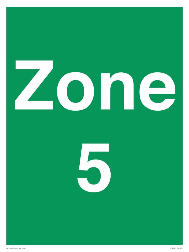 Zone 5 Sign - 300x400mm - A3P, Green/White