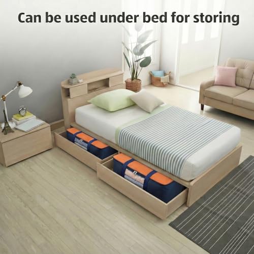 Image of EASY HOME 70 litre Under bed Storage Bags for Clothes | Cloth Storage Organizer with Zip Closure | Wardrobe Bag for Sarees, Quilts & Blankets | Moisture Proof Nylon Cover Bag (54x46x28 cm, Medium)