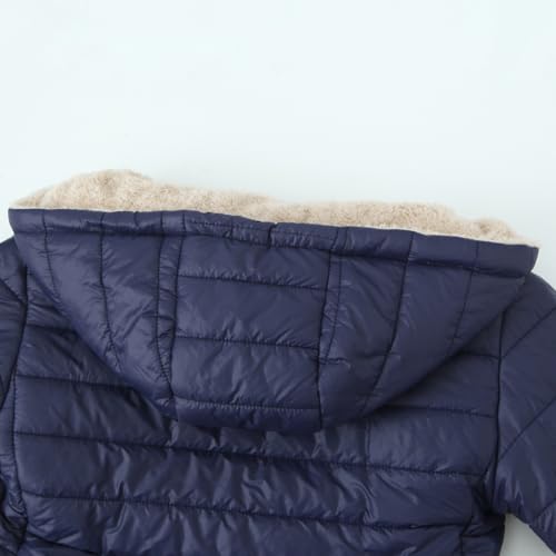 Navy Women's Lightweight Long Sleeve Hooded Puffer Jacket - Perfect for Winter Adventures! - Image 7