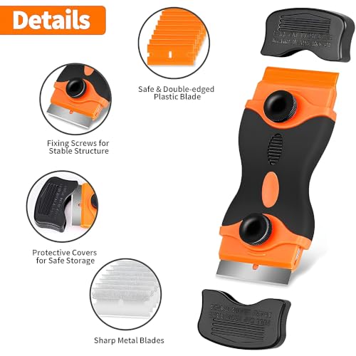 Image of Razor Glue Remover Silicone Caulking Tool - Caulk Remover & Scraper | Bathroom, Kitchen, Sink, Window & Tile | Removing Stikers, Labels (Razor Glue Remover)