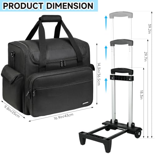 Image of Rolling Craft Bag, Large Craft Bag with Wheels for Scrapbook Supplies | Scrapbook Tote with 15.6'' Laptop Sleeve, Rolling Art Supply Storage for Scrapbooking Tools, Black (Bag Only)