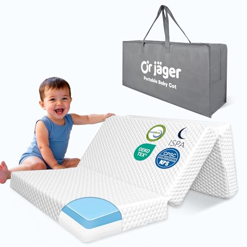 OR Jger Dual-Sided Trifold Pack and Play Mattress 38x26 Breathable Soft Plush Memory Foam for Toddler Travel Includes Carry Bag Removable Washable Cover Fits Pack n Play Mattress Pad