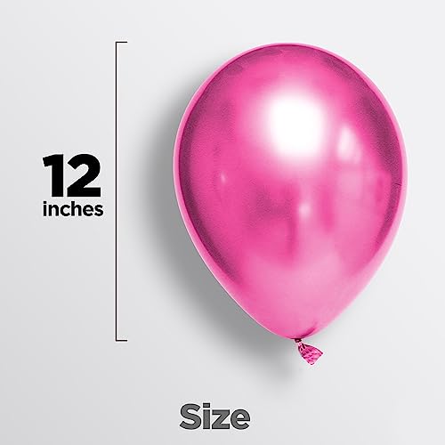 Image of Just Party Set of 60 Pcs - 15 Pink 15 Silver & 15 Purple Metallic Balloons, Pink Happy Birthday Banner, 2 Silver Curtains Theme Backdrop