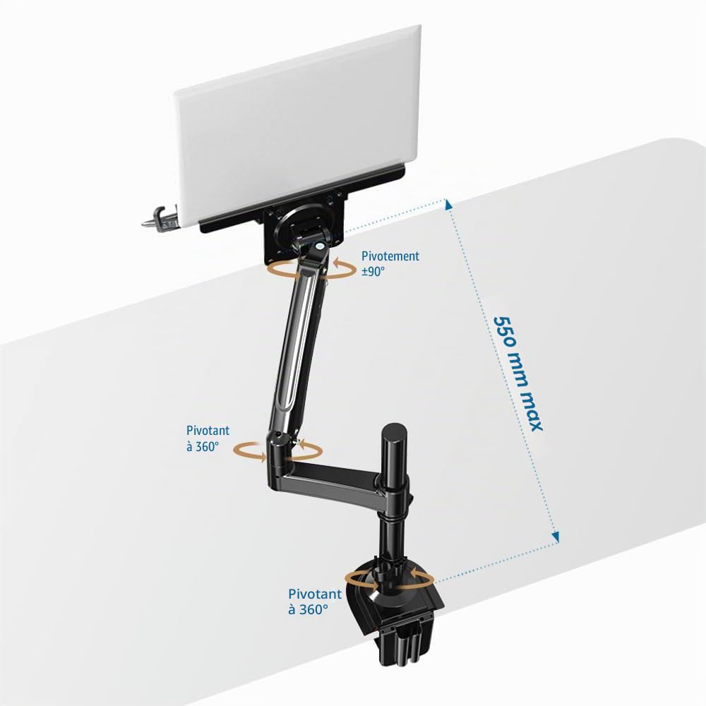 NB North Bayou Support Ordinateur Portable 13-17 Pouces, Support Ecran PC 17-32 Pouces, Laptop Stand Charge Maximale de 9 kg VESA 75/100 mm H100-FP (Noir)