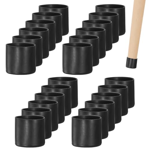 Image of M METERXITY 24-Pack Chair Leg Caps, 1-1 /4 Inch(32mm) PVC Chair Leg Floor Protectors for Folding Chairs /Metal Chairs /Furniture Table /Hardwood Floors, Round Non-Slip Cover End Tips [Black]