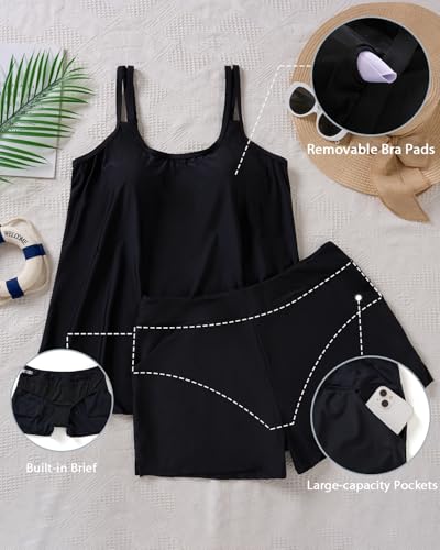 Image of Tempt Me Plus Size Tankini Swimsuits - Women Two Piece Tankini Top with Shorts Flowy Swimsuit 2025 Bathing Suits