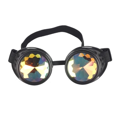 Image of 3-5 Days Delivery Kaleidoscope Rave Rainbow Crystal Lenses Steampunk Goggles