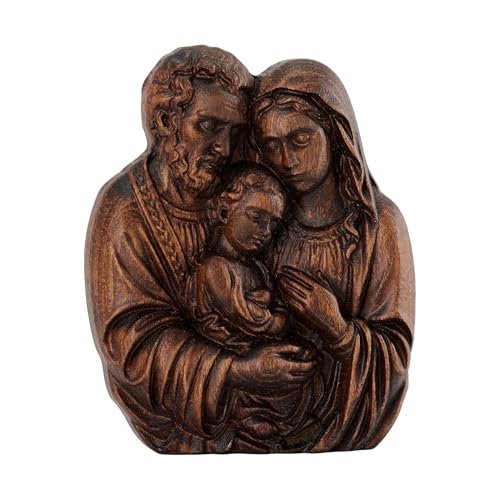 bgcarpenter Wooden Holy Family Statue Catholic Wall Decor with Hook-4 Inch