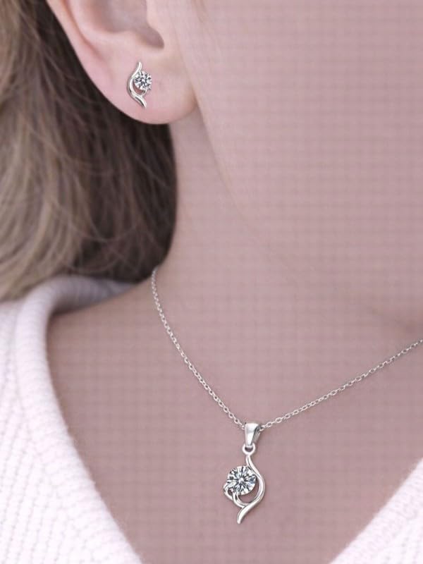 Brezza Lusso Jewelry Gümüş Zirkon Taşlı Bayan Kolye Küpe Set Gümüş Takı Seti - Görsel 3