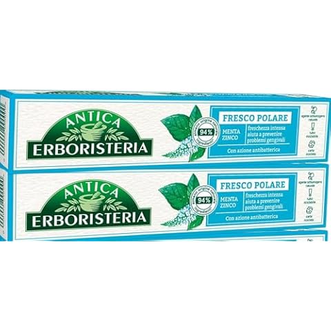 Antica Erboristeria: "Fresco Polare" Refreshing Toothpaste - 2.5 Fluid Ounces (75ml) Tubes (Pack of 2) [ Italian Import ] Cover