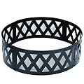 Backyard Creations 36 Inch Sturdy Black Round Steel Outdoor Burning Camping Firepit Ring in Lattice Pattern Design for Garden and Lawn Patio Fireplace