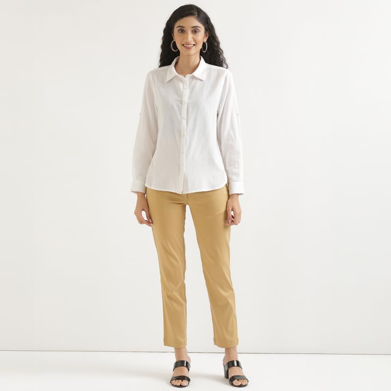 Image of SAADAA Airy Linen Shirt | Solid Regular Fit Casual Shirts Stylish for Women