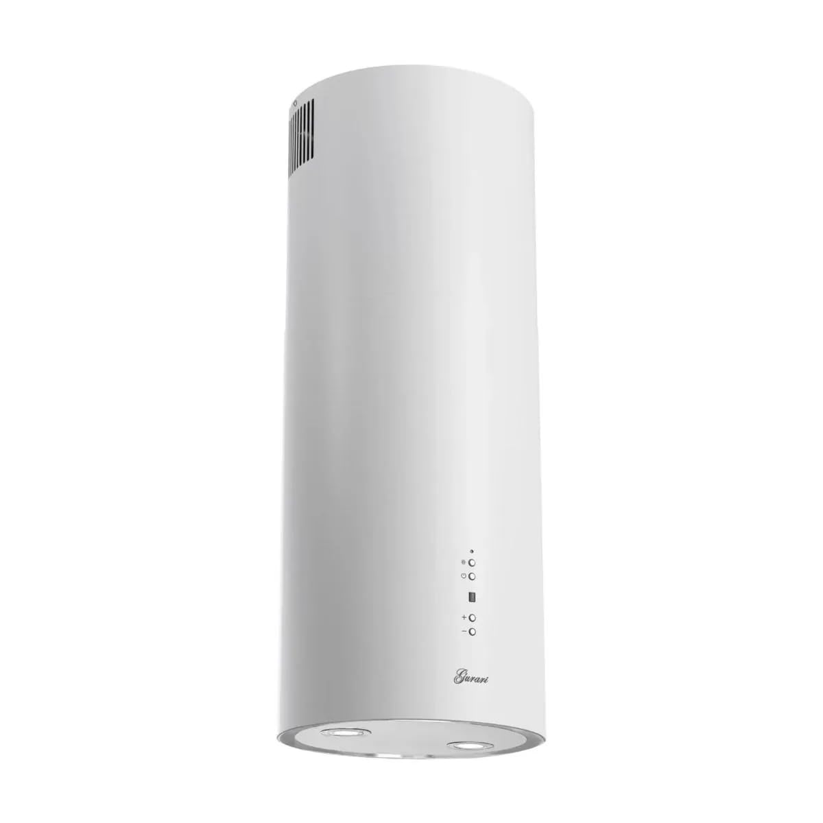 GURARI Cappa aspirante a isola GCH I 385 36 WH Prime, 36 cm, bianca, cappa da soffitto, 1000 m³/h, 4 livelli, display, illuminazione a LED, aspirazione del bordo