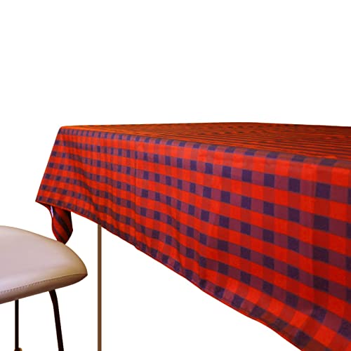 Weavric Mantel Rectangular a Cuadros, 52 x 114 Pulgadas, Lavable sin Arrugas, Lino a Cuadros para Mesa de bufé, Picnic al Aire Libre, Hotel, Restaurante, Fiesta, Vacaciones, Navidad, Rojo y Negro