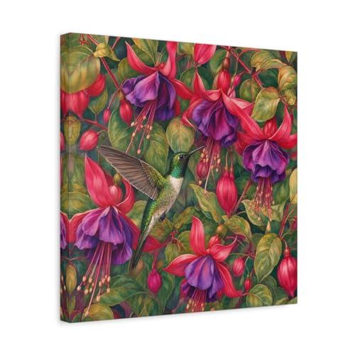 Toile colibri contre les murs vides, solution decoration aquarelle florale lumineuse pour salon