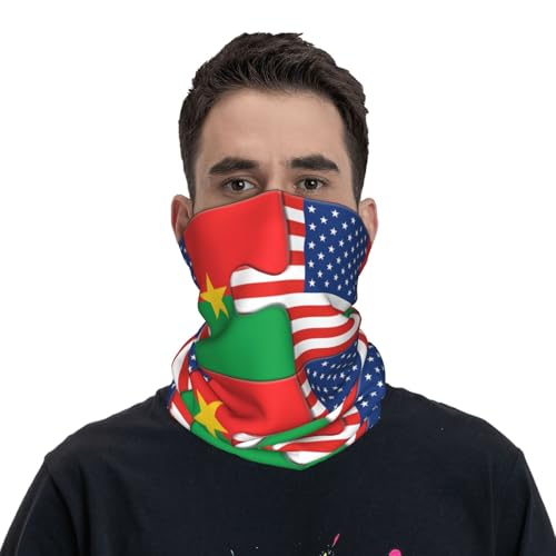 Neck Gaiter Burkina Faso People Of Burkina Faso And American Flag Usa Friendship Face Mask Bandana Rave Face Cover Scarf Mask Balaclava Headband Head Wrap Sports Headwear Outdoors For Men Women